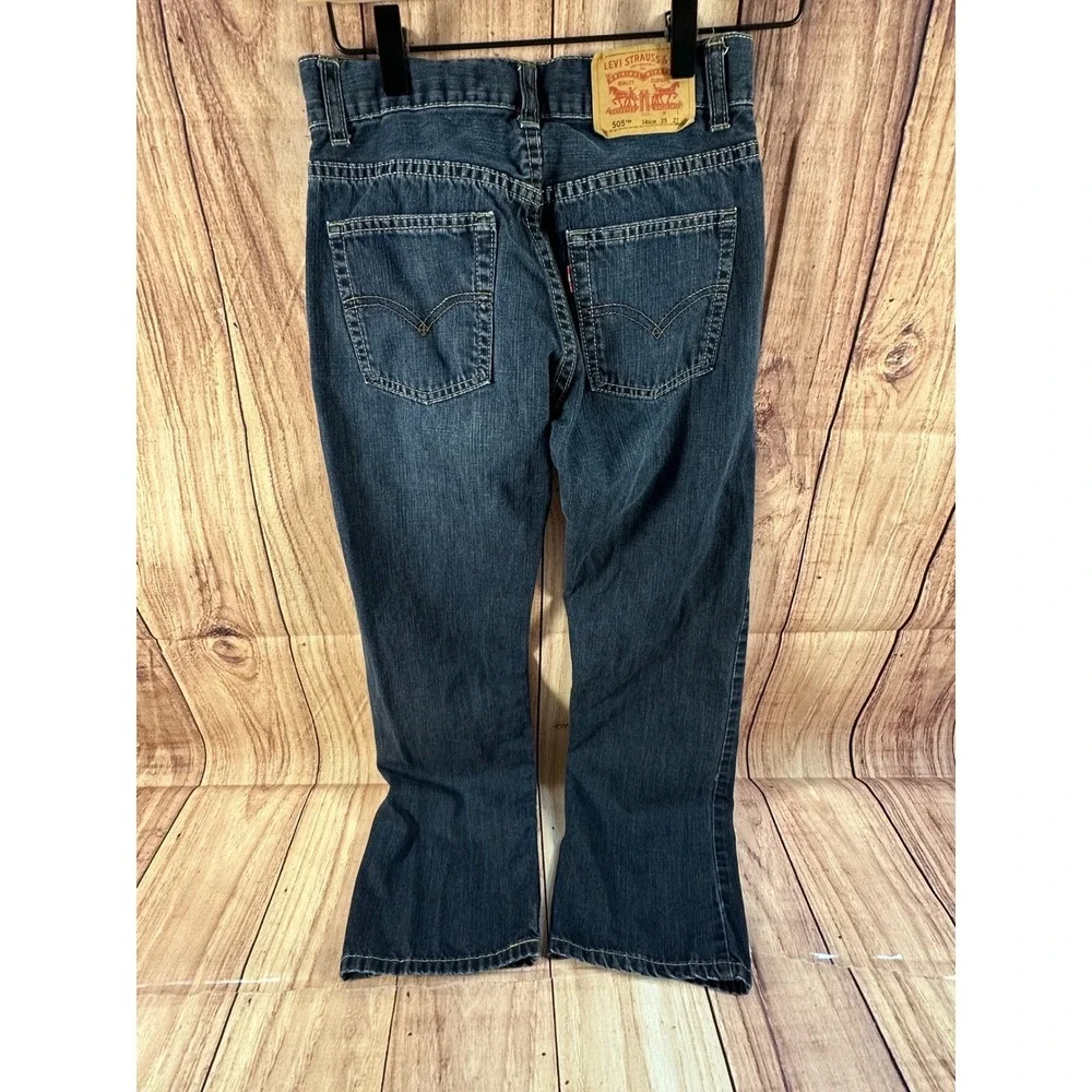 Levi Kids 505 Jeans Regular Fit Size 14 Slim Blue Denim Straight Leg 25 x 26